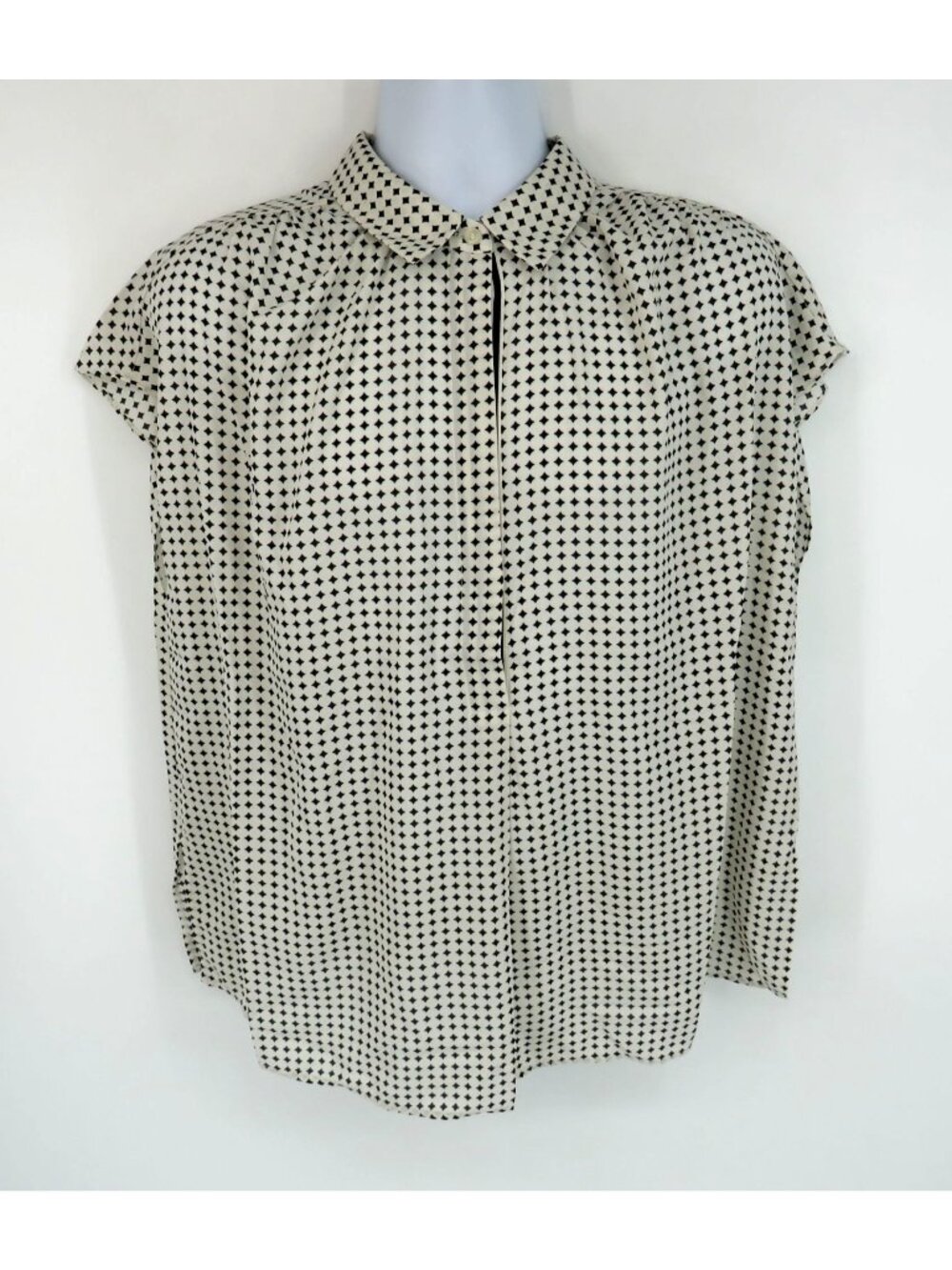 Max Studio Womens Black & White Diamond Sleeveless Blouse 2X NWT